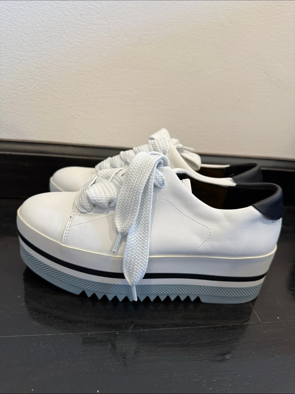 Zara White Sneakers with platform and Yellow Insole